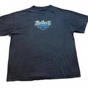 Vintage Y2K punk grunge skater rollerz only black tshirt size XL